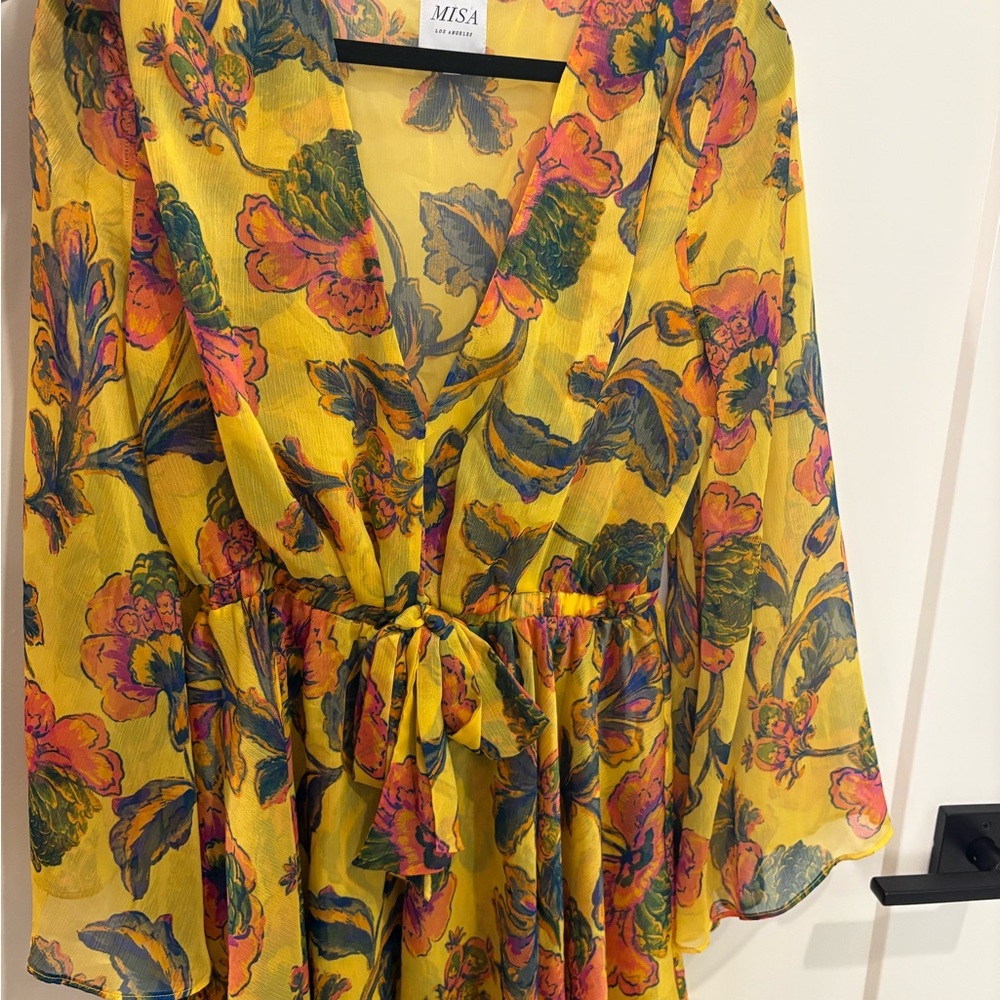 Misa Los Angeles Yellow Floral Mini Dress